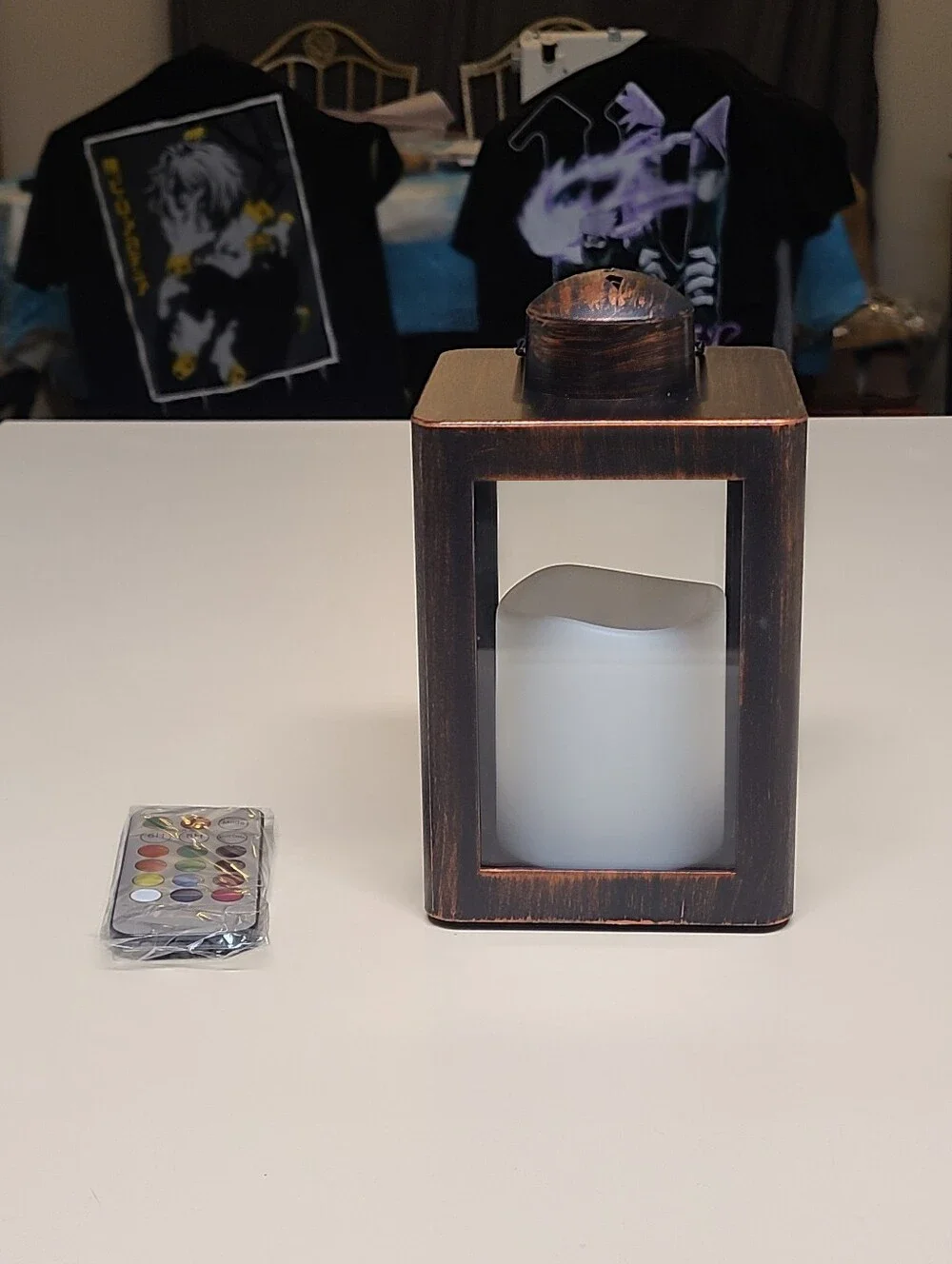 Rustic Bronze LED Lantern with remote